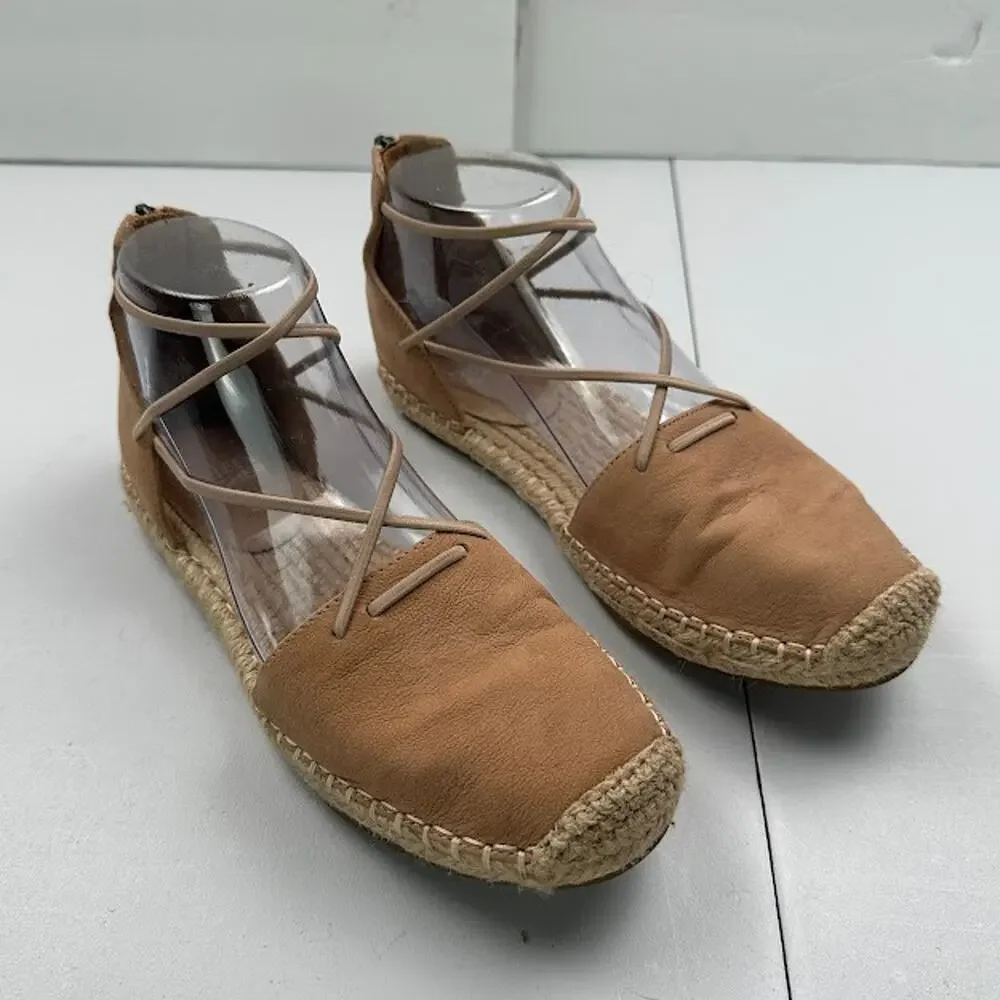 Eileen Fisher Sandals Womens 6.5 Tan Lace Espadrille Resort Quiet Luxury Boho - Picture 2 of 13